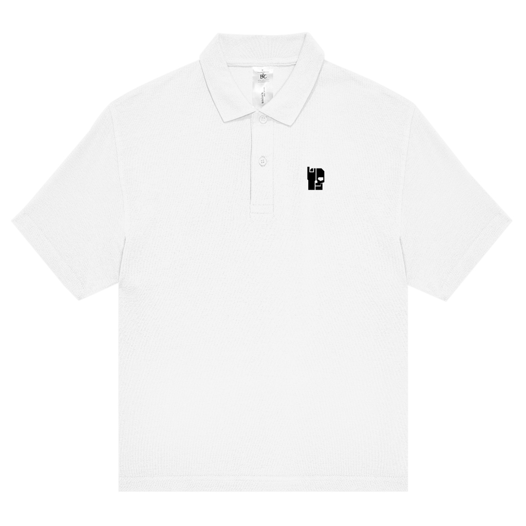 Unisex Bio-Poloshirt Basic, weiß, kurzarm mit Knopfleiste und Brustlabel