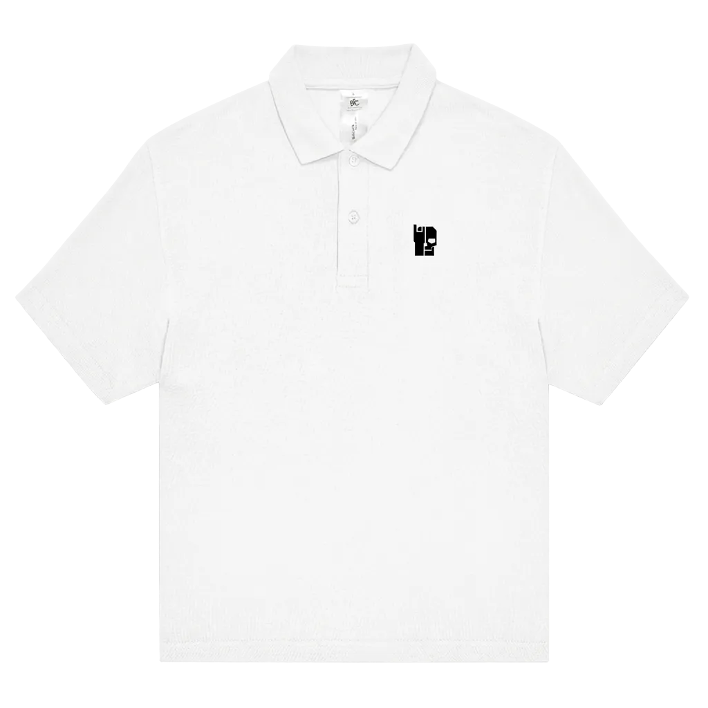 Unisex Bio-Poloshirt Basic, weiß, kurzarm mit Knopfleiste und Brustlabel