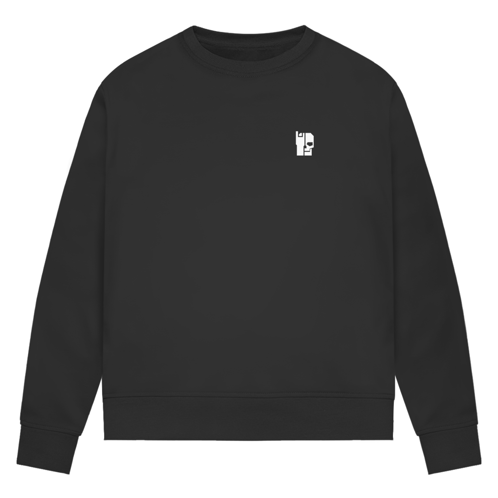 Damen-Sweatshirt (Bio) in Black Pure, Rundhalsausschnitt, kleine Brustgrafik vorne