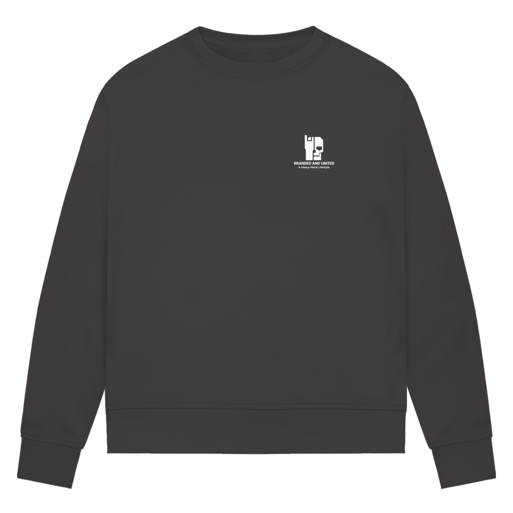 Damen-Sweatshirt Bio, Dunkelgrau: Rundhals und dezenter Brustprint