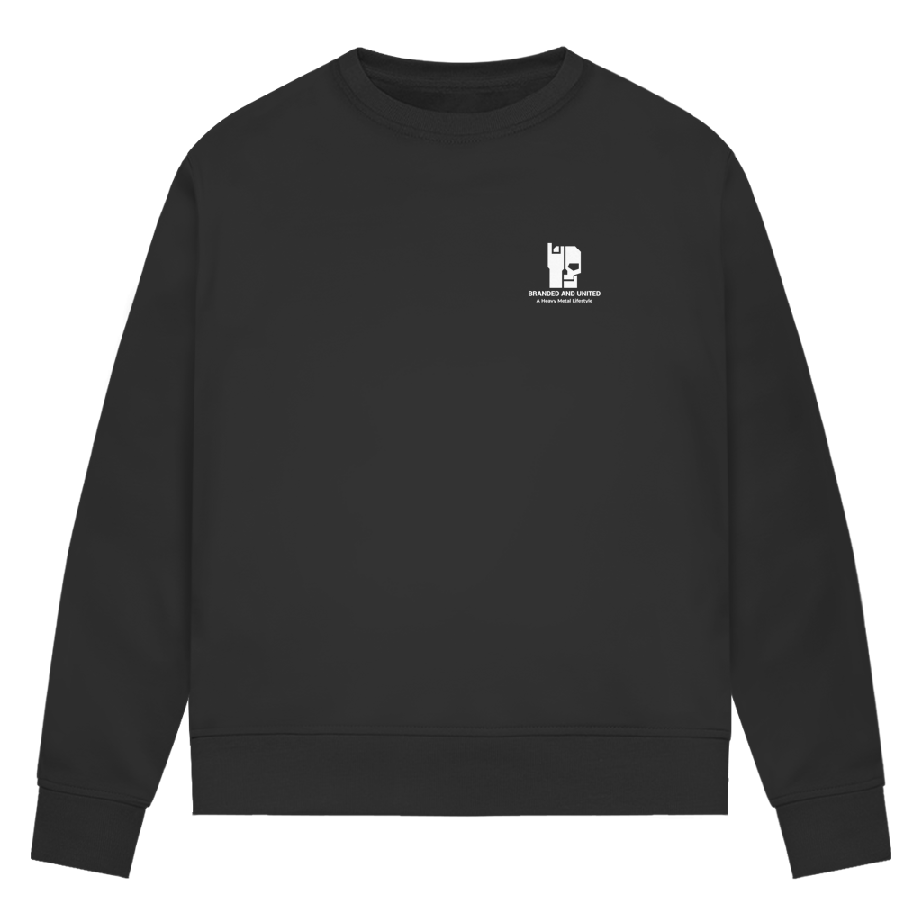 Damen-Sweatshirt Bio, Schwarz: Rundhals und kleiner Brustprint