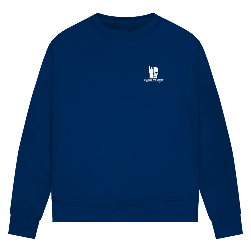 Damen-Sweatshirt Bio, Dunkelblau: Rundhals und kleiner Brustprint