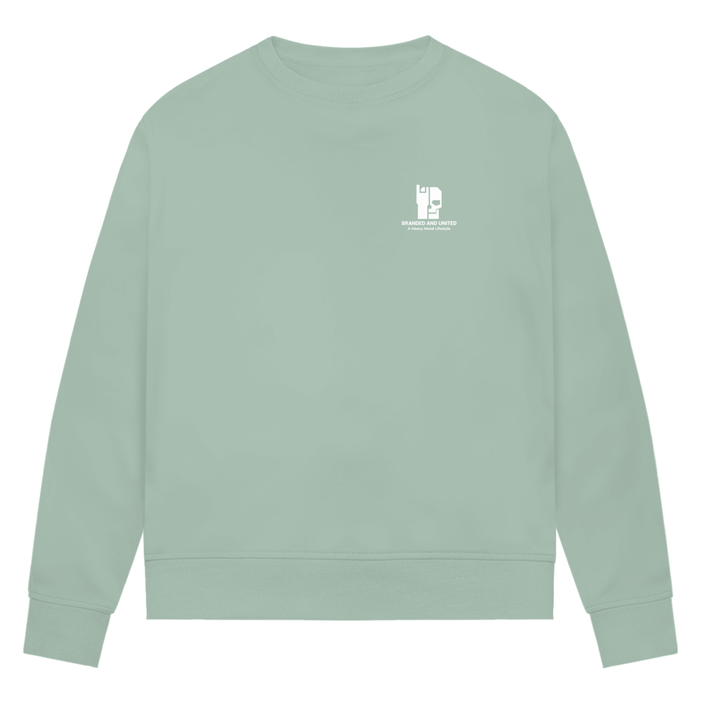 Damen-Sweatshirt Bio, Salbei: Rundhals, Bündchen an Ärmeln und Saum