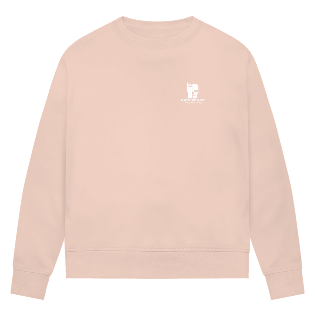 Damen-Sweatshirt Bio, Soft Rose: Rundhals, gerader Saum, dezenter Brustprint
