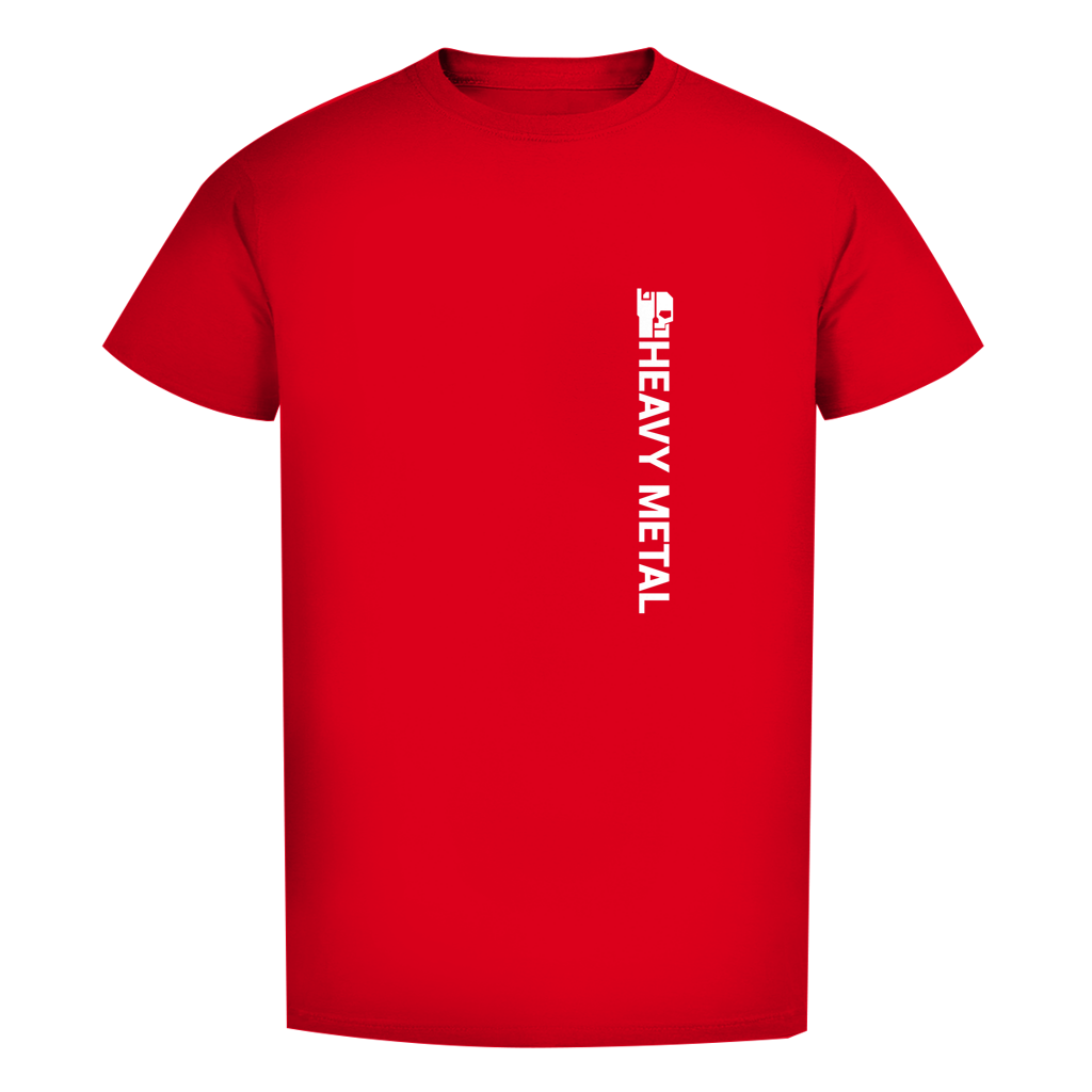 Herren T-Shirt Bio, rot, vertikaler Frontprint auf Brust
