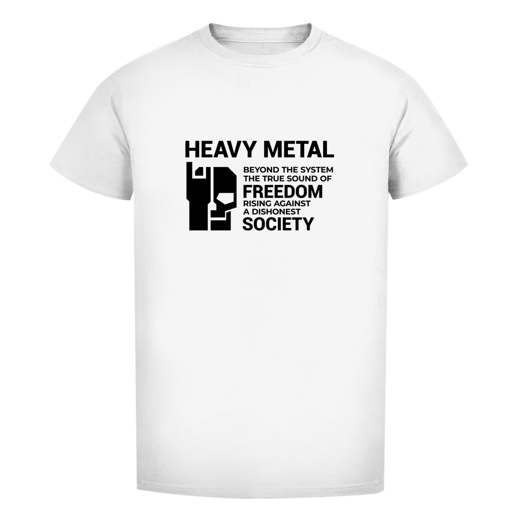 Herren-T-Shirt in Weiß mit Frontprint „HEAVY METAL“