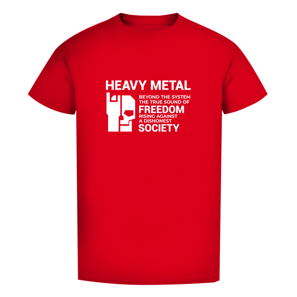 Herren-T-Shirt in Rot mit Frontprint „HEAVY METAL“