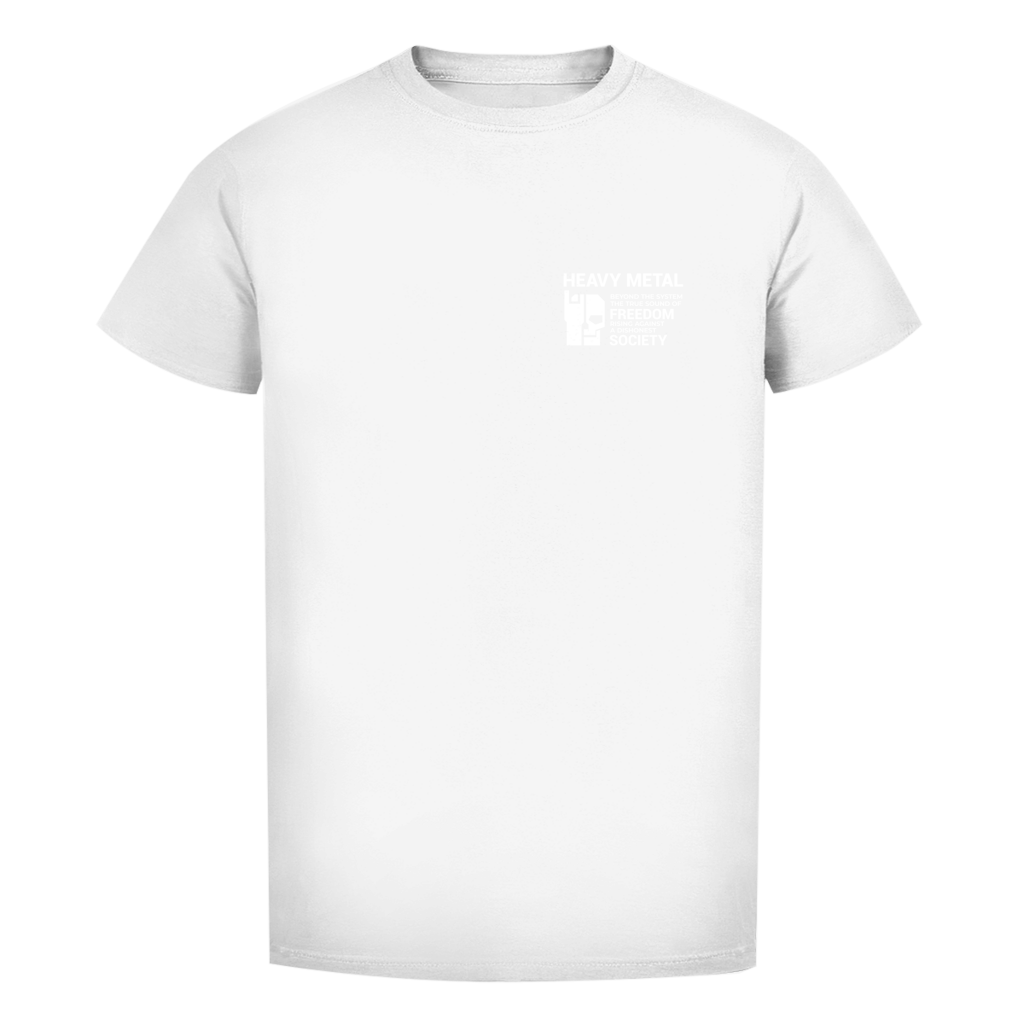 Herren T-Shirt, weiß, Frontdruck „HEAVY METAL“ mit Logo auf der Brust