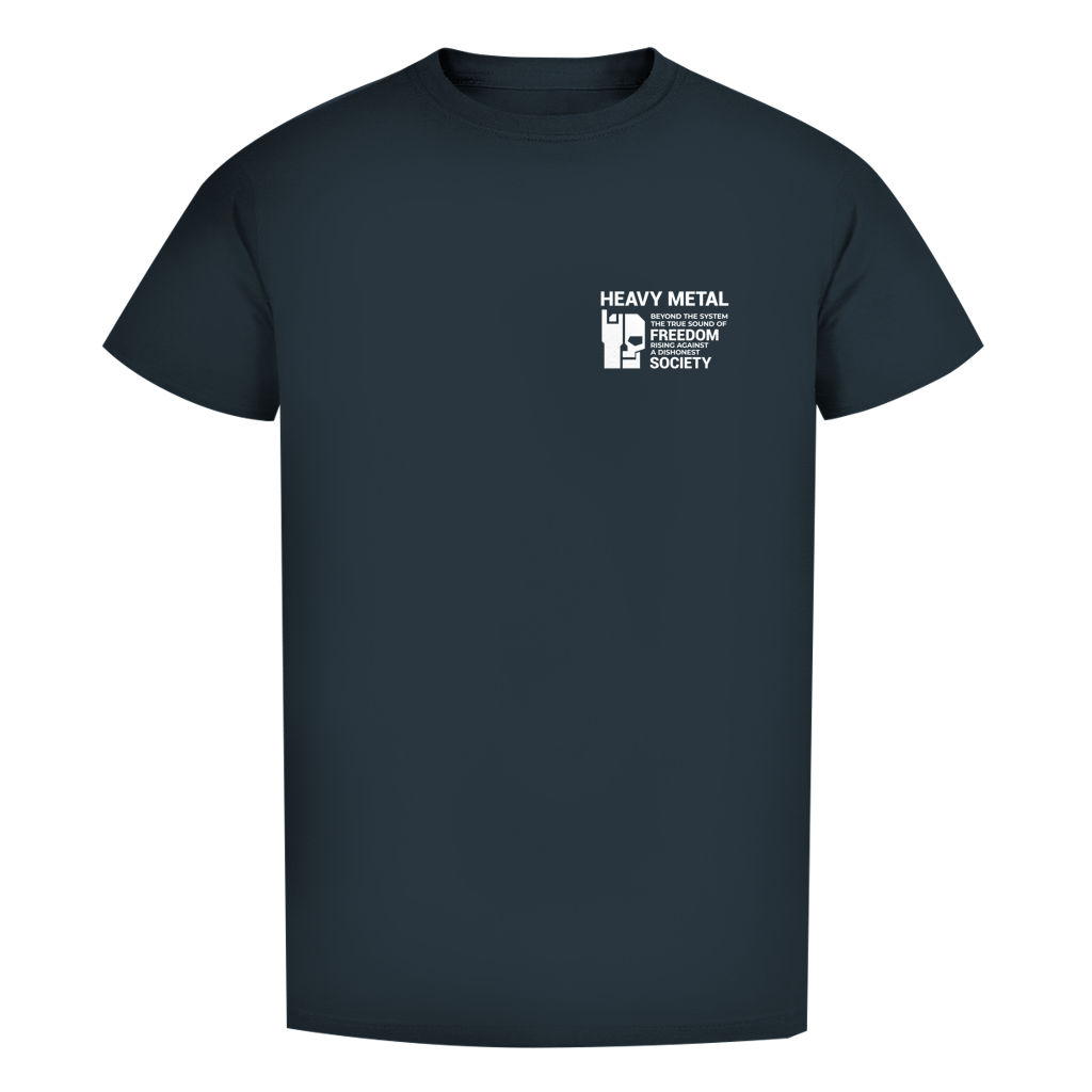 Herren T-Shirt, dunkelblau, Frontdruck „HEAVY METAL“ mit Logo auf der Brust