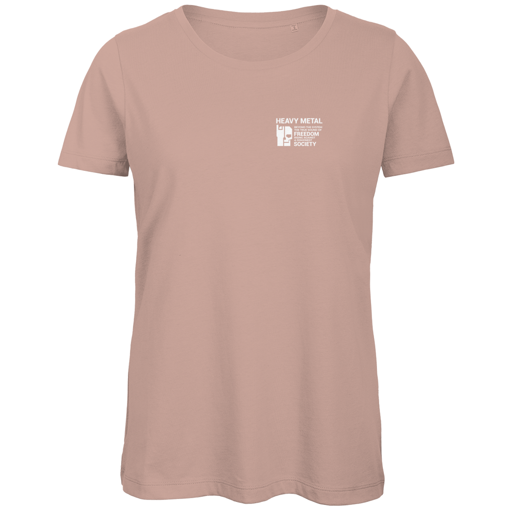 BnU Damen-T-Shirt Bio, Millennial Pink, kleiner Brustprint vorne