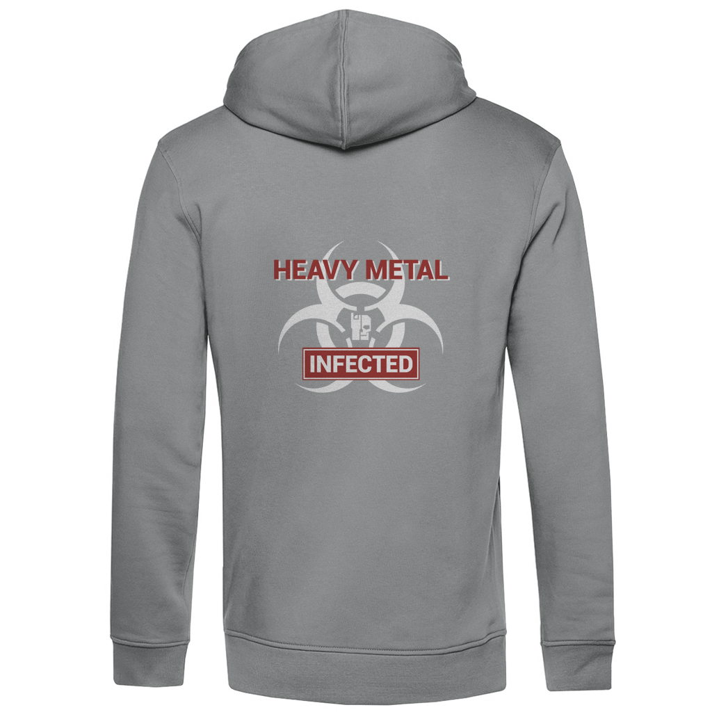 Herren Hoodie, Heather Grey, Rückseite mit „HEAVY METAL“ und „INFECTED“-Logo