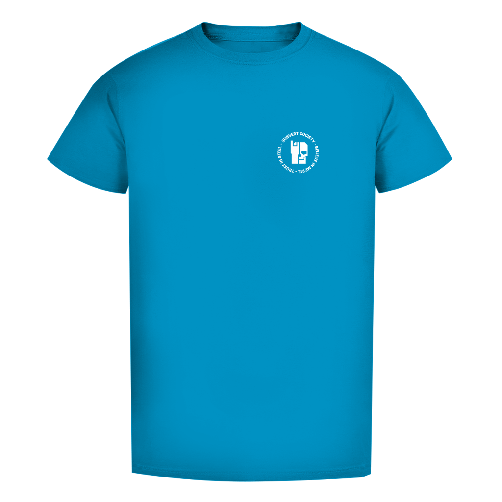 Blaugrünes Herren-T-Shirt Bio mit rundem Brustlogo