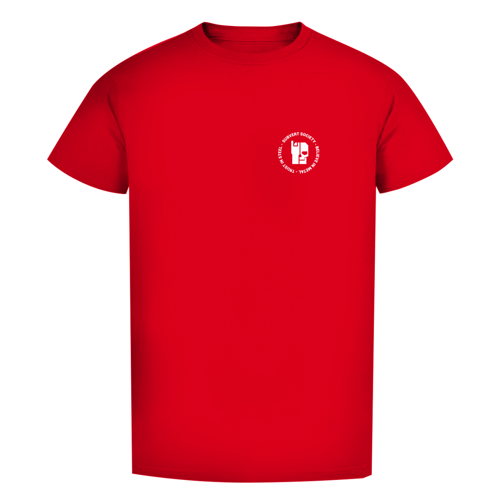 Rotes Herren-T-Shirt Bio mit rundem Brustlogo