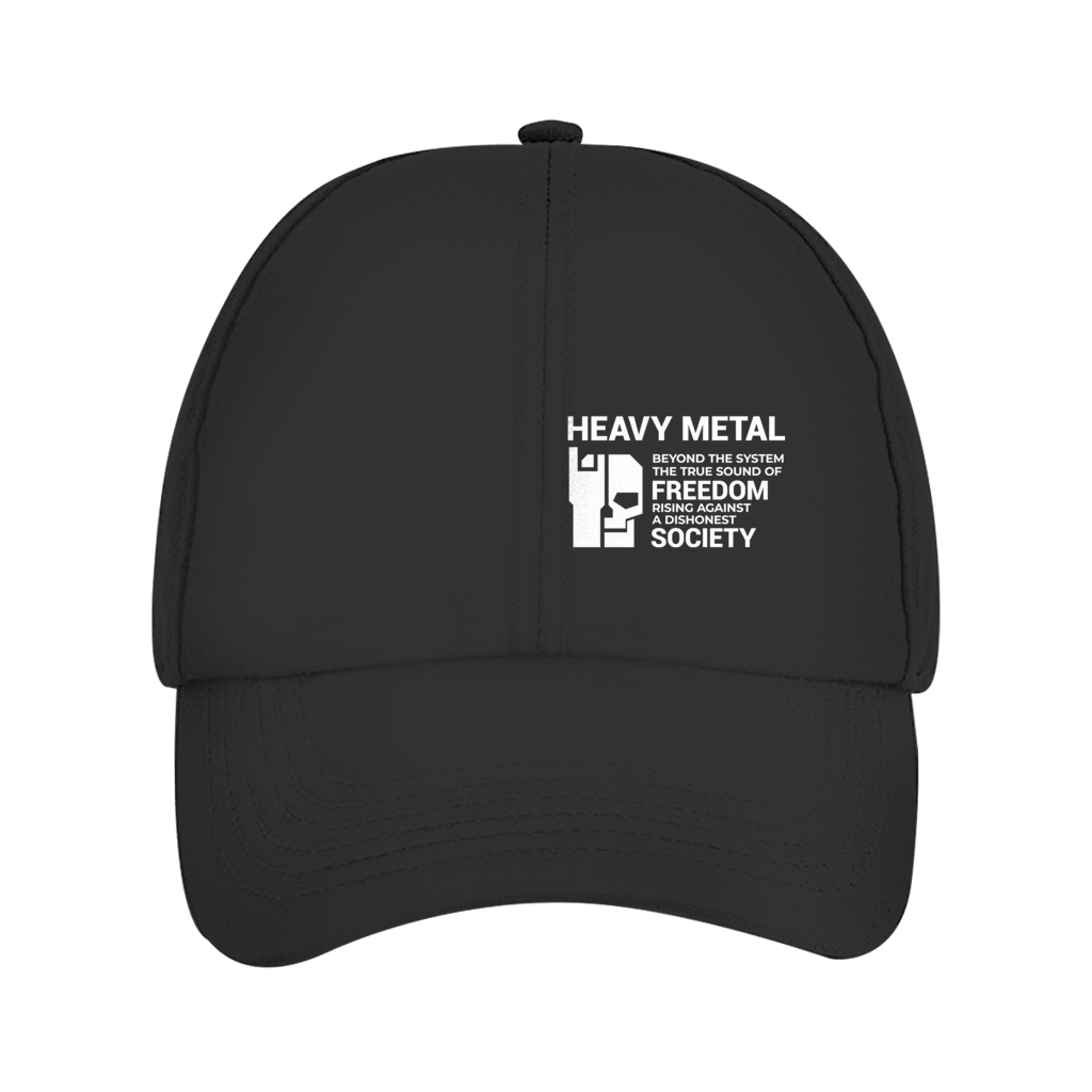 Dad Cap Bio: schwarze Baseballcap mit Frontprint „HEAVY METAL“