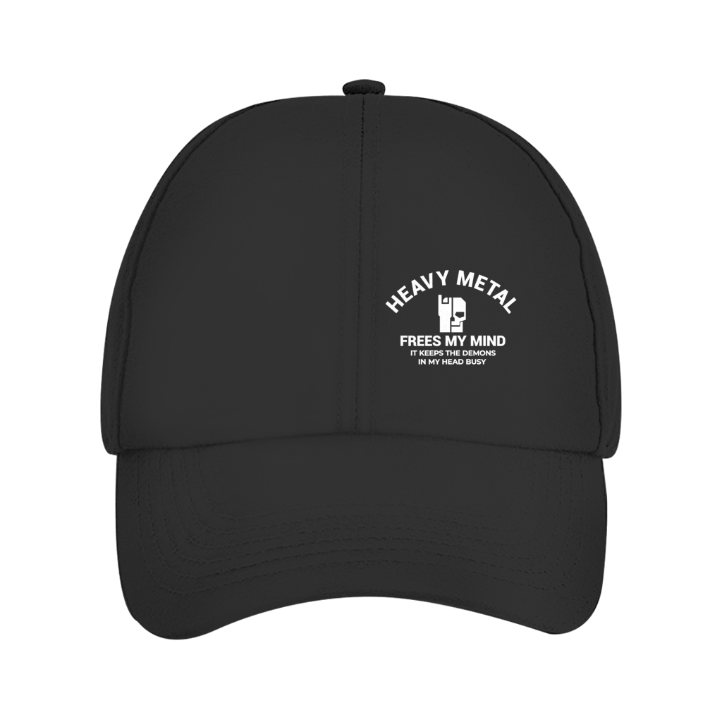 Dad Cap Bio in Schwarz mit „Heavy Metal“ Print auf der Vorderseite