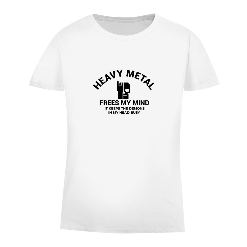 Damen-T-Shirt Bio, weiß, Frontprint „HEAVY METAL“