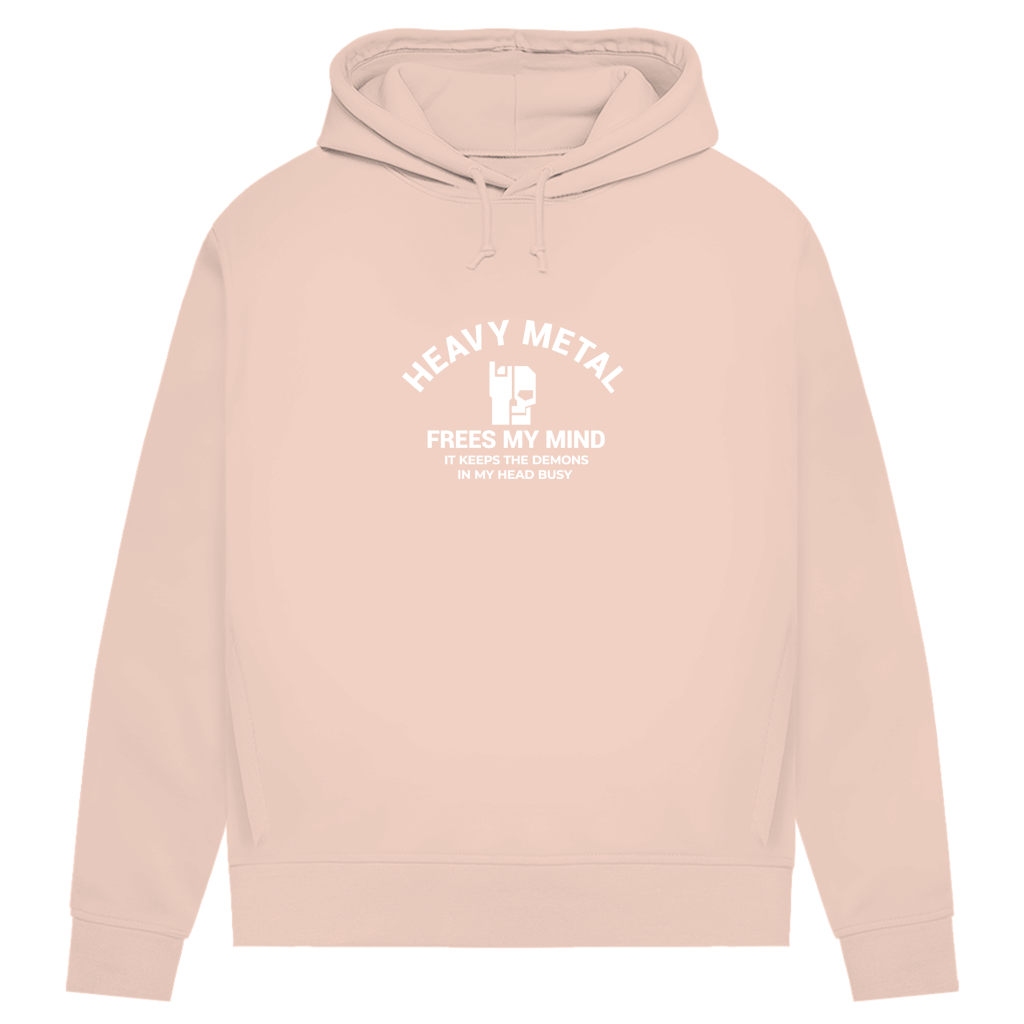Damen-Hoodie Soft Rose mit Kapuze, Kordeln und „HEAVY METAL“-Frontprint