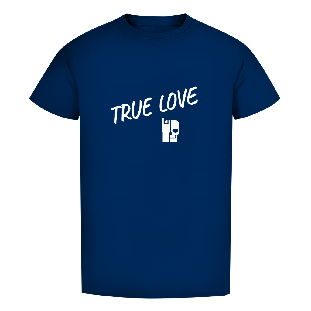 Herren-T-Shirt Dunkelblau mit „TRUE LOVE“-Print, Vorderansicht