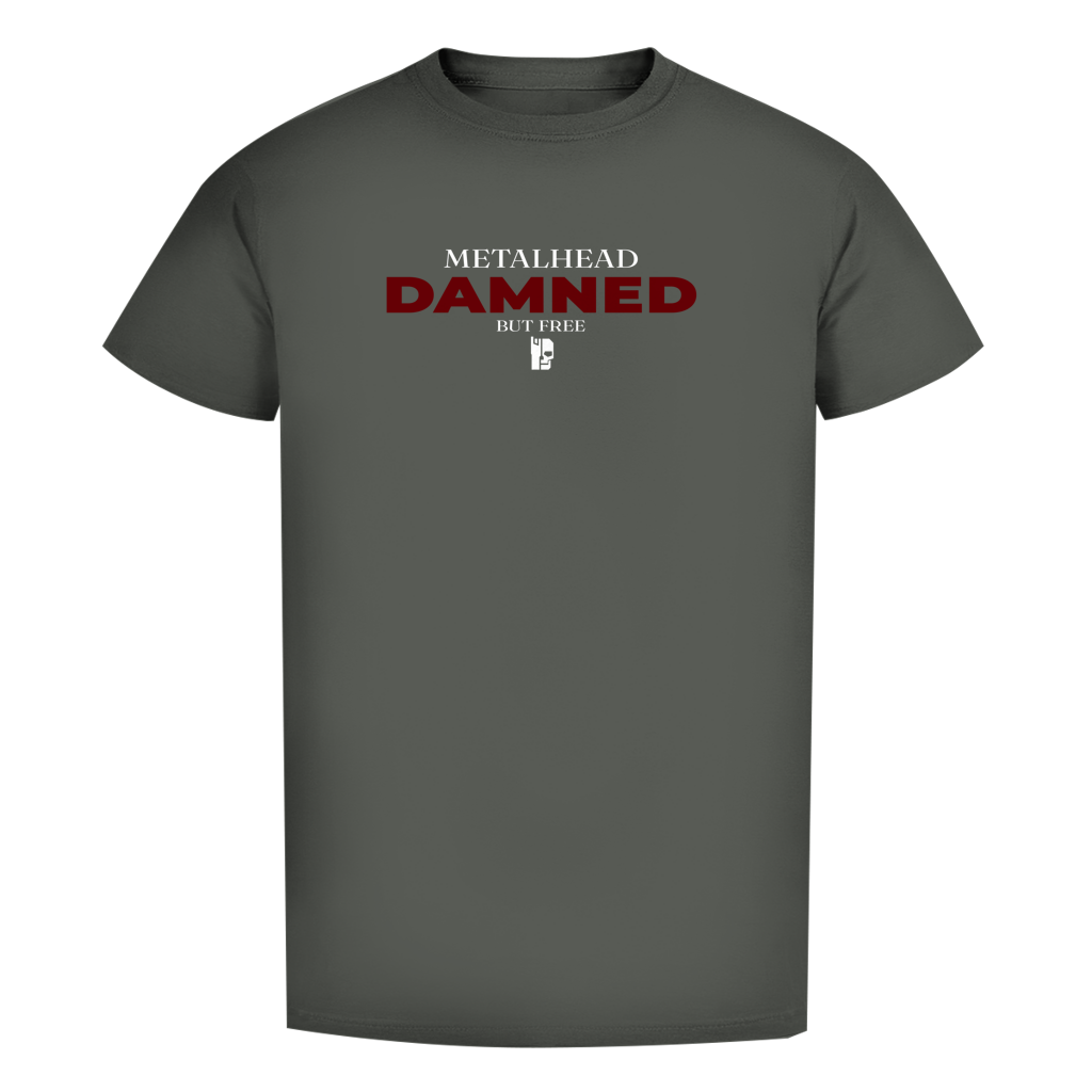 Khakifarbenes Herren-Bio-T-Shirt mit Front-Print, Rundhalsausschnitt