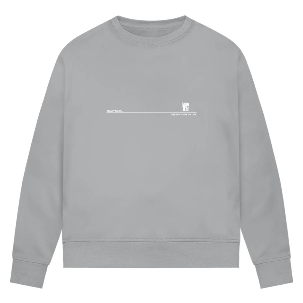 Damen-Sweatshirt Bio, Hellgrau, mit Brustprint und breiten Ärmelbündchen