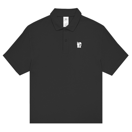 Unisex Bio-Poloshirt Basic, schwarz, kurzarm mit Knopfleiste und Brustlabel