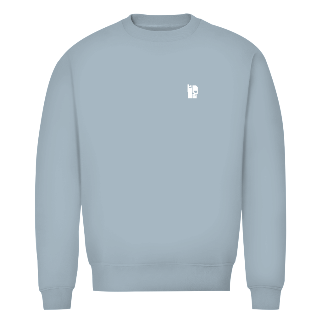 BnU Basic Herren-Sweatshirt Bio in Blue Fog, Rundhalsausschnitt, kleine Brustgrafik
