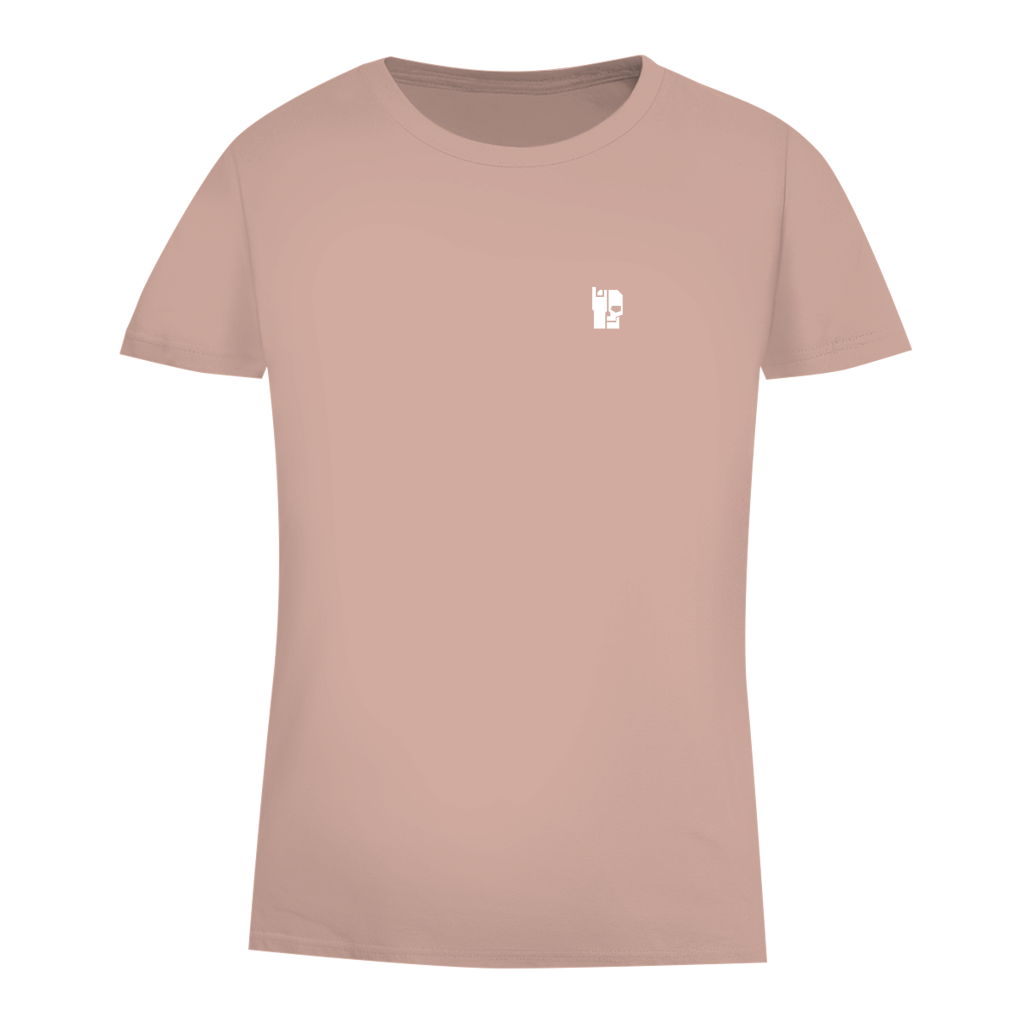 Damen T-Shirt Bio, Millennial Pink, Rundhalsausschnitt, kleine Brustgrafik