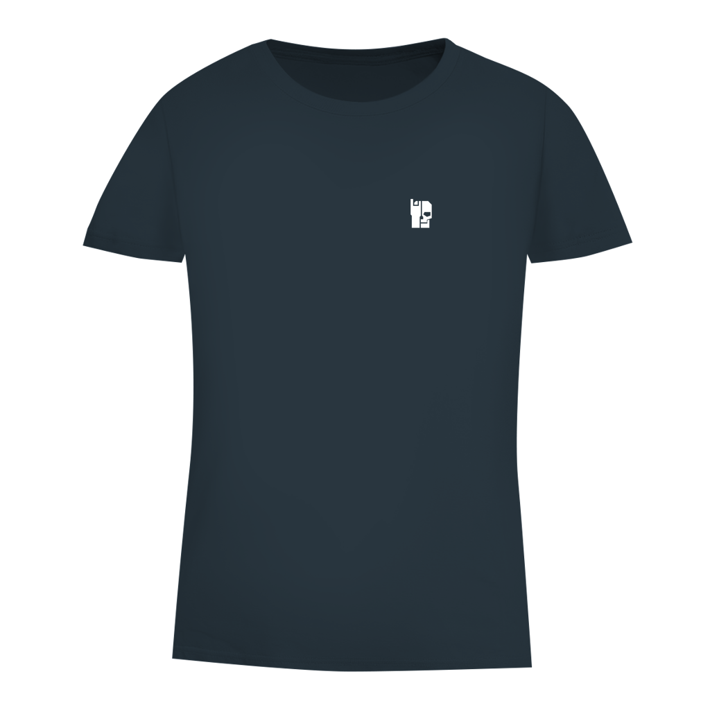 Damen T-Shirt Bio, Navy, Rundhalsausschnitt, kleine Brustgrafik