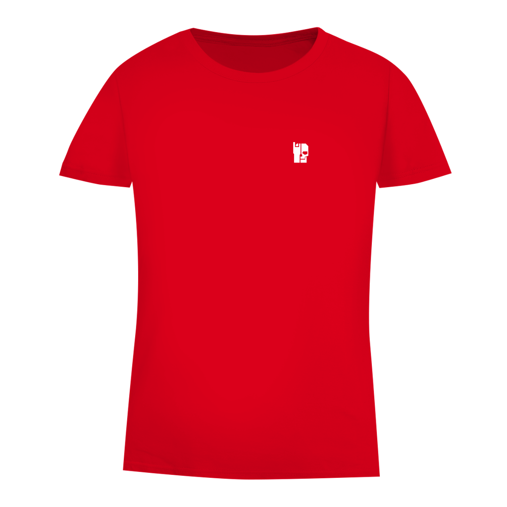 Damen T-Shirt Bio, Rot, Rundhalsausschnitt, kleine Brustgrafik