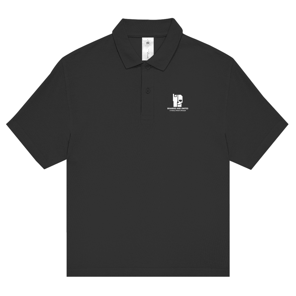 Poloshirt in Schwarz mit kurzem Knopfkragen und Markenlogo vorn