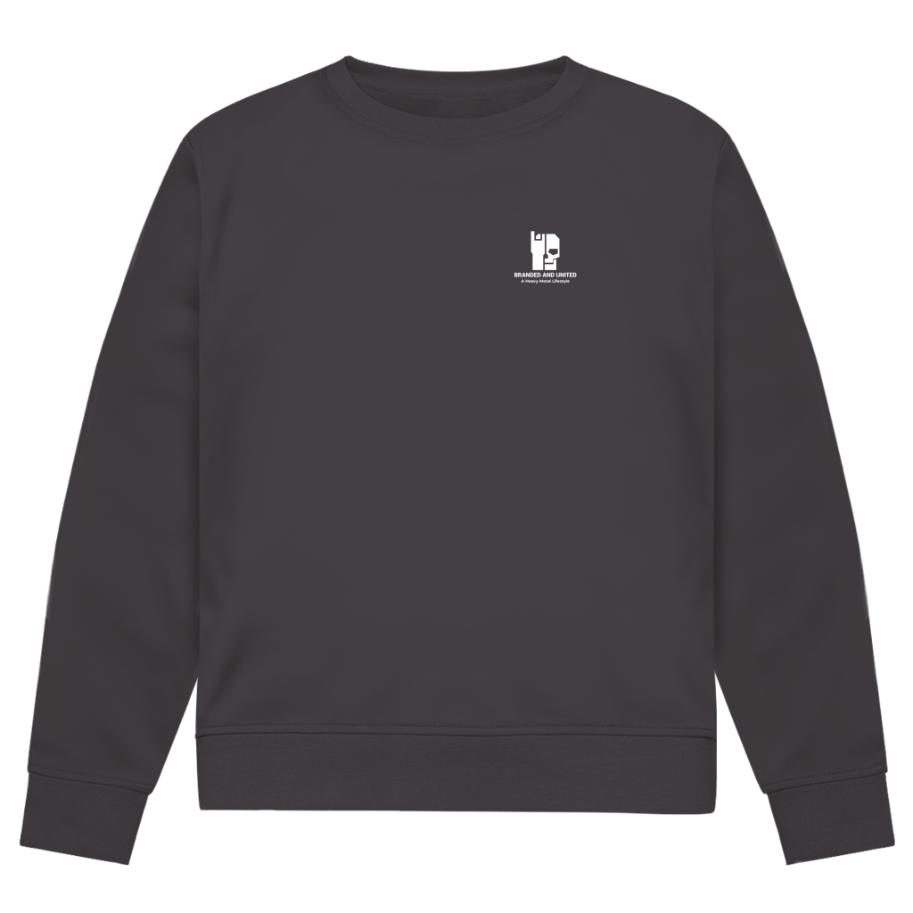 Anthrazitfarbenes Herren-Sweatshirt mit kleinem Brustlogo und Rundhalsausschnitt