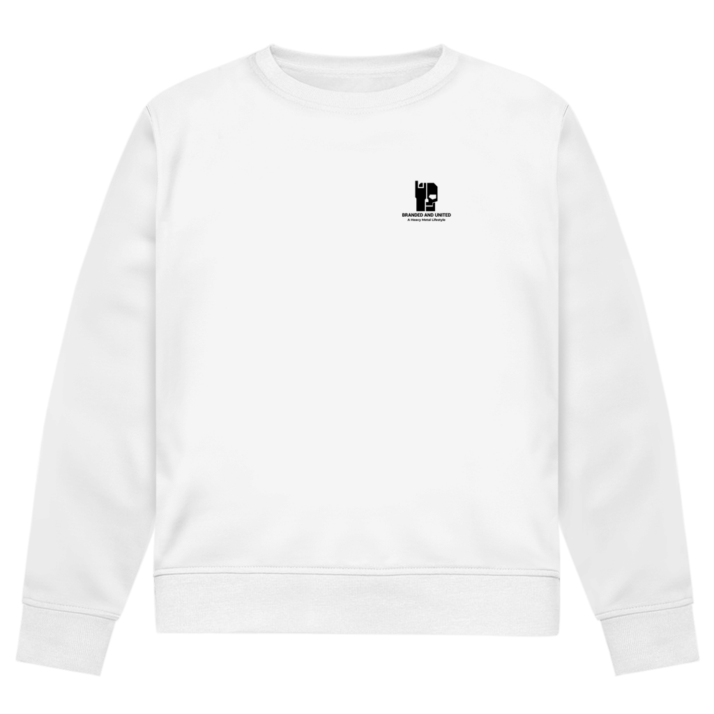 Weißes Herren-Sweatshirt mit kleinem Brustlogo und Rundhalsausschnitt