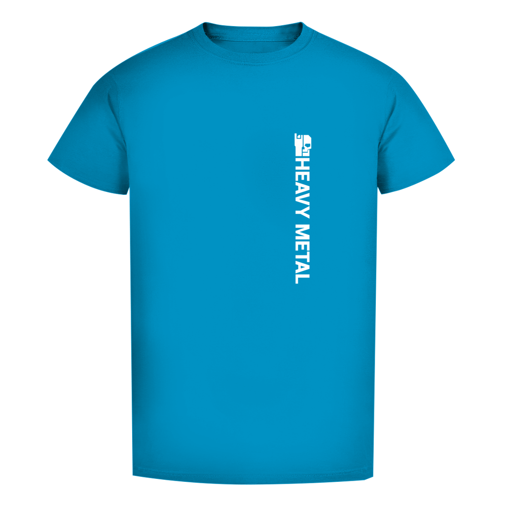 Herren T-Shirt Bio, Atollblau, vertikaler Frontprint auf Brust