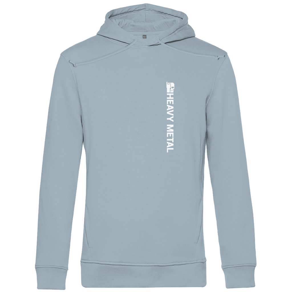 Herren Hoodie, hellblau, Kapuze mit Kordeln, Frontprint in der Mitte