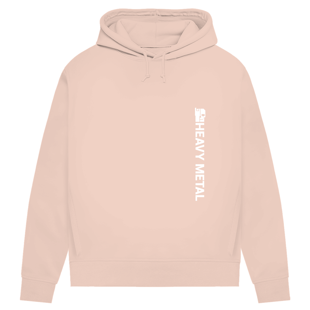 Hoodie für Damen (Bio) in Soft Rose mit vertikalem „HEAVY METAL“-Print auf der Brust
