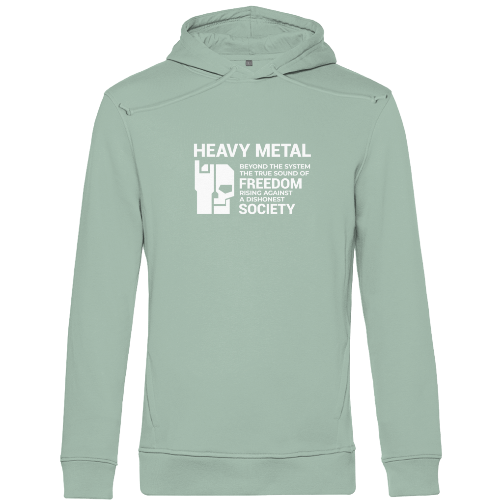 Herren Hoodie Sagegrün mit Kapuze, Frontprint „HEAVY METAL“