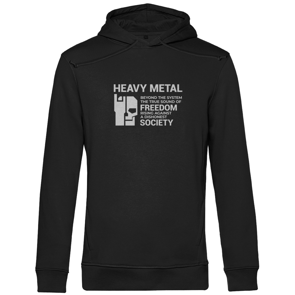 Herren Hoodie schwarz mit Kapuze, Frontprint „HEAVY METAL“