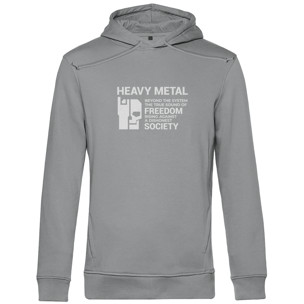 Herren Hoodie meliert grau mit Kapuze, Frontprint „HEAVY METAL“