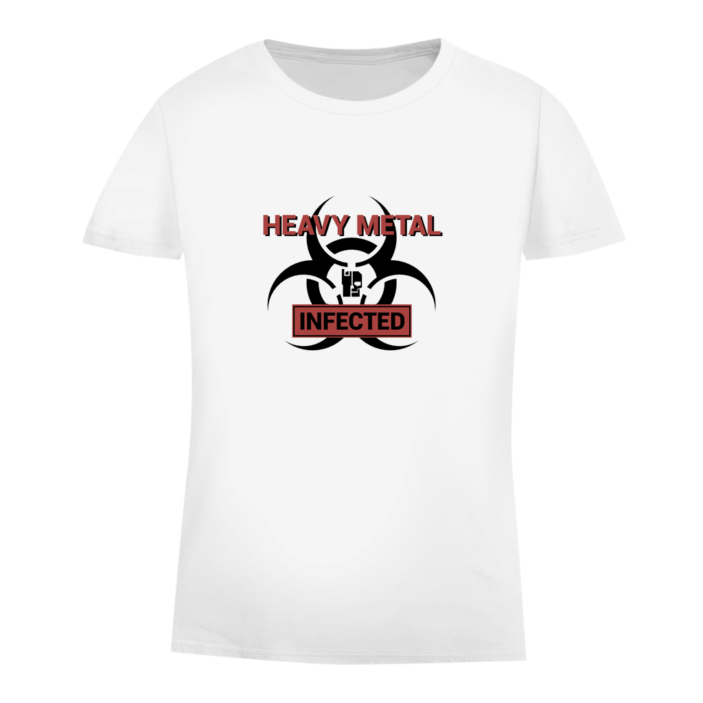 Damen-T-Shirt Bio, White: Heavy Metal Infected Frontprint