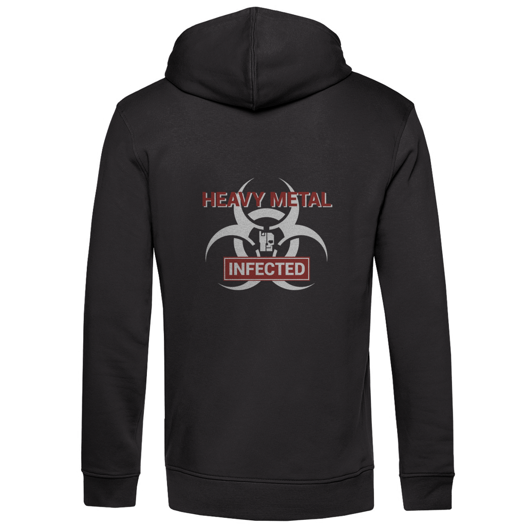 Herren Hoodie, Black Pure, Rückseite mit Biohazard-Logo und „INFECTED“