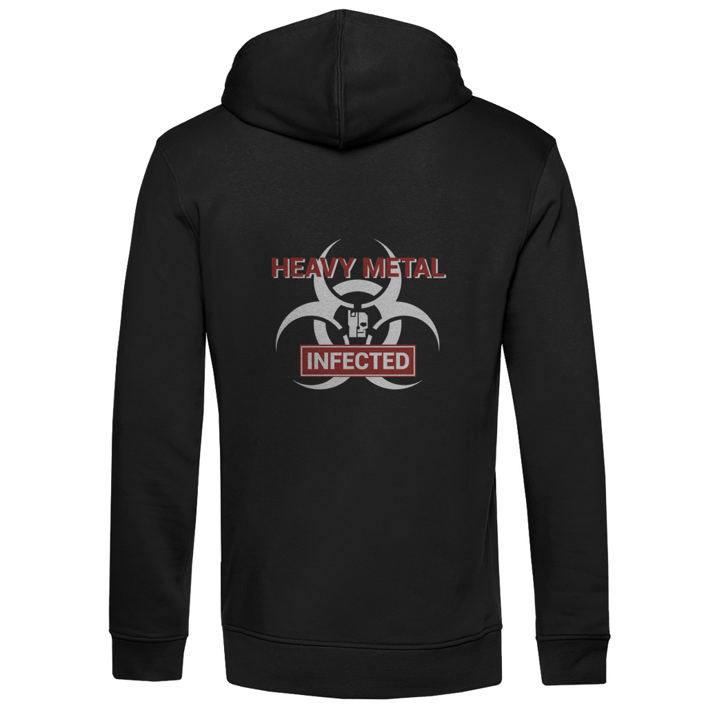 Herren Hoodie, Black Pure, Rückseite mit großem „HEAVY METAL“-Print