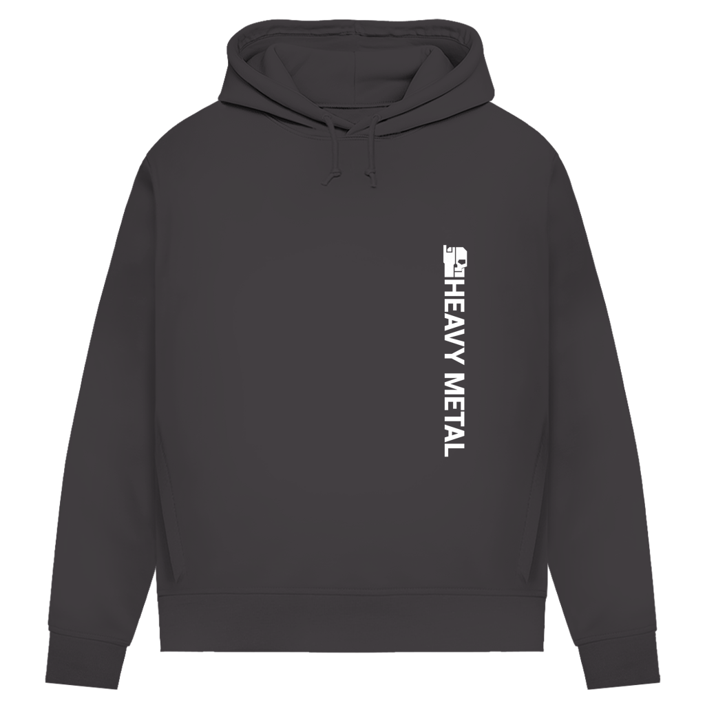 Damen-Hoodie Asphalt mit Kapuze, Kordelzug und vertikalem HEAVY METAL Schriftzug