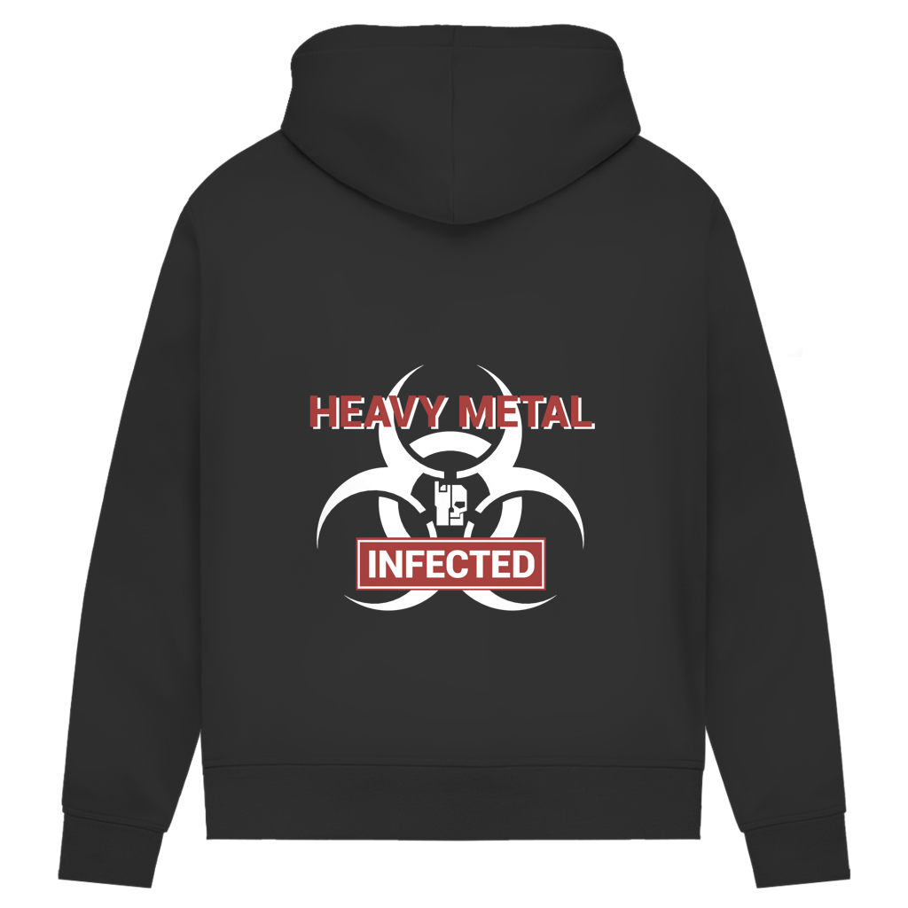 Damen-Hoodie Schwarz mit Kapuze und Biohazard-Print HEAVY METAL INFECTED