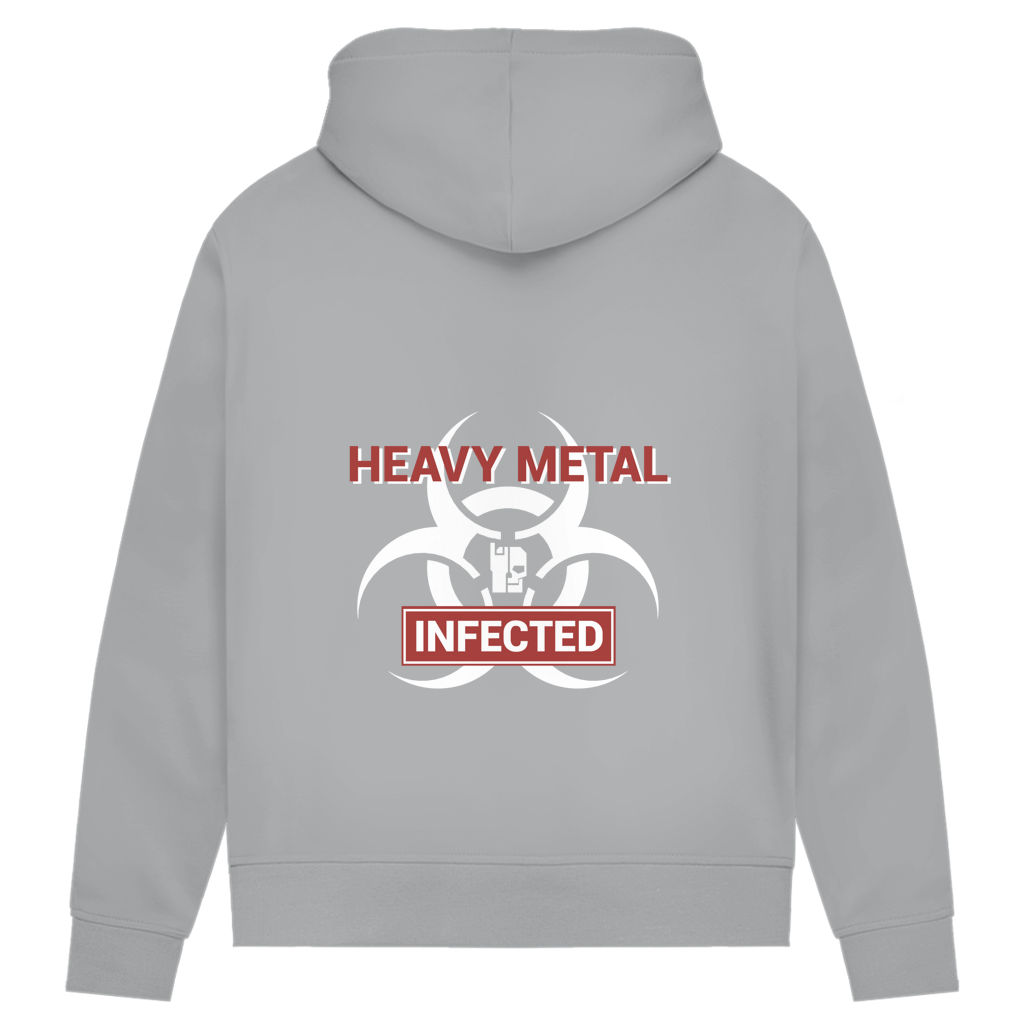 Damen-Hoodie Hellgrau (Heather) mit Kapuze und Biohazard-Print HEAVY METAL INFECTED