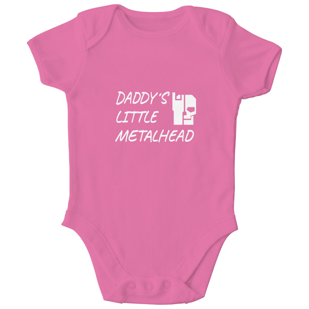 Kinder-Body Bio Bubble Gum Pink mit Aufdruck „DADDY'S LITTLE METALHEAD“