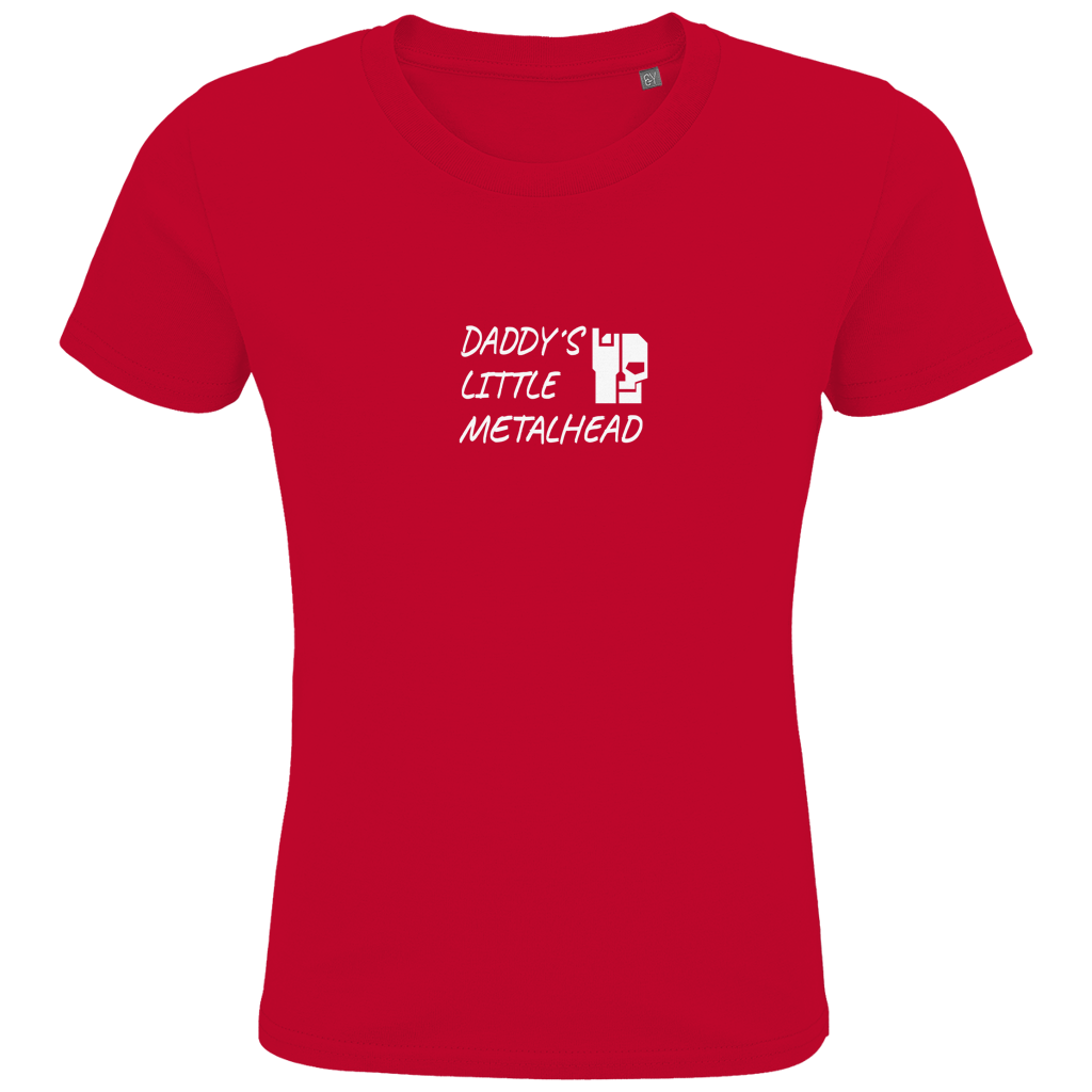 Kids T-Shirt rot mit Frontdruck „Daddy’s Little Metalhead“