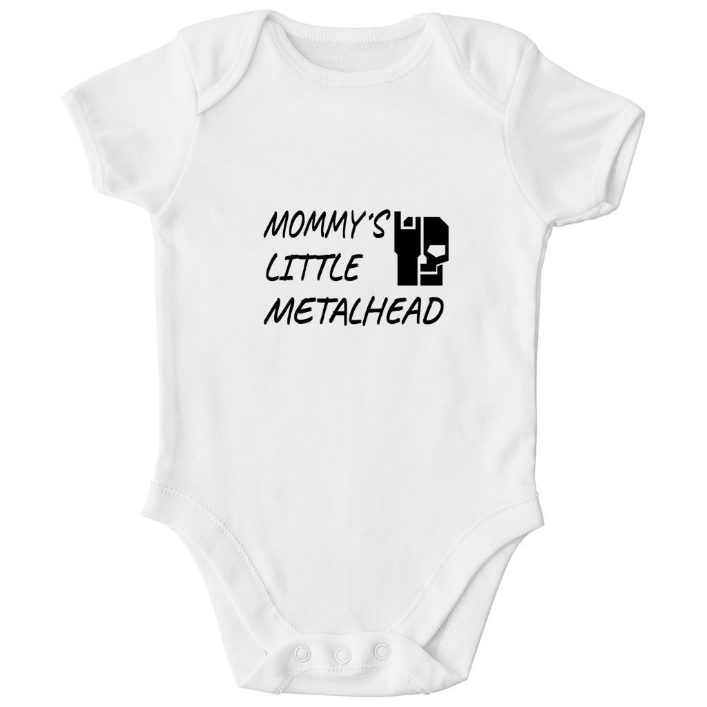 Kinderbody Bio weiß mit Frontprint „Mommy's Little Metalhead“