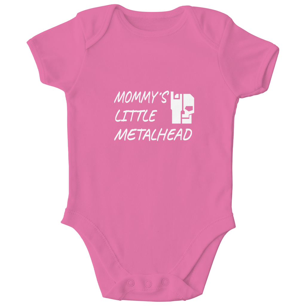 Kinderbody Bio Bubble Gum Pink mit Frontprint „Mommy's Little Metalhead“
