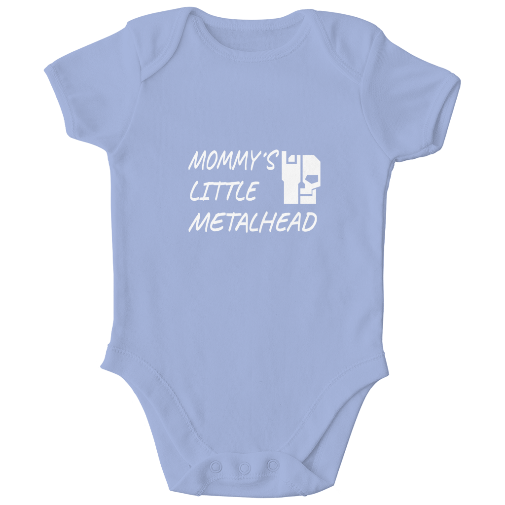 Kinderbody Bio Dusty Blue mit Frontprint „Mommy's Little Metalhead“