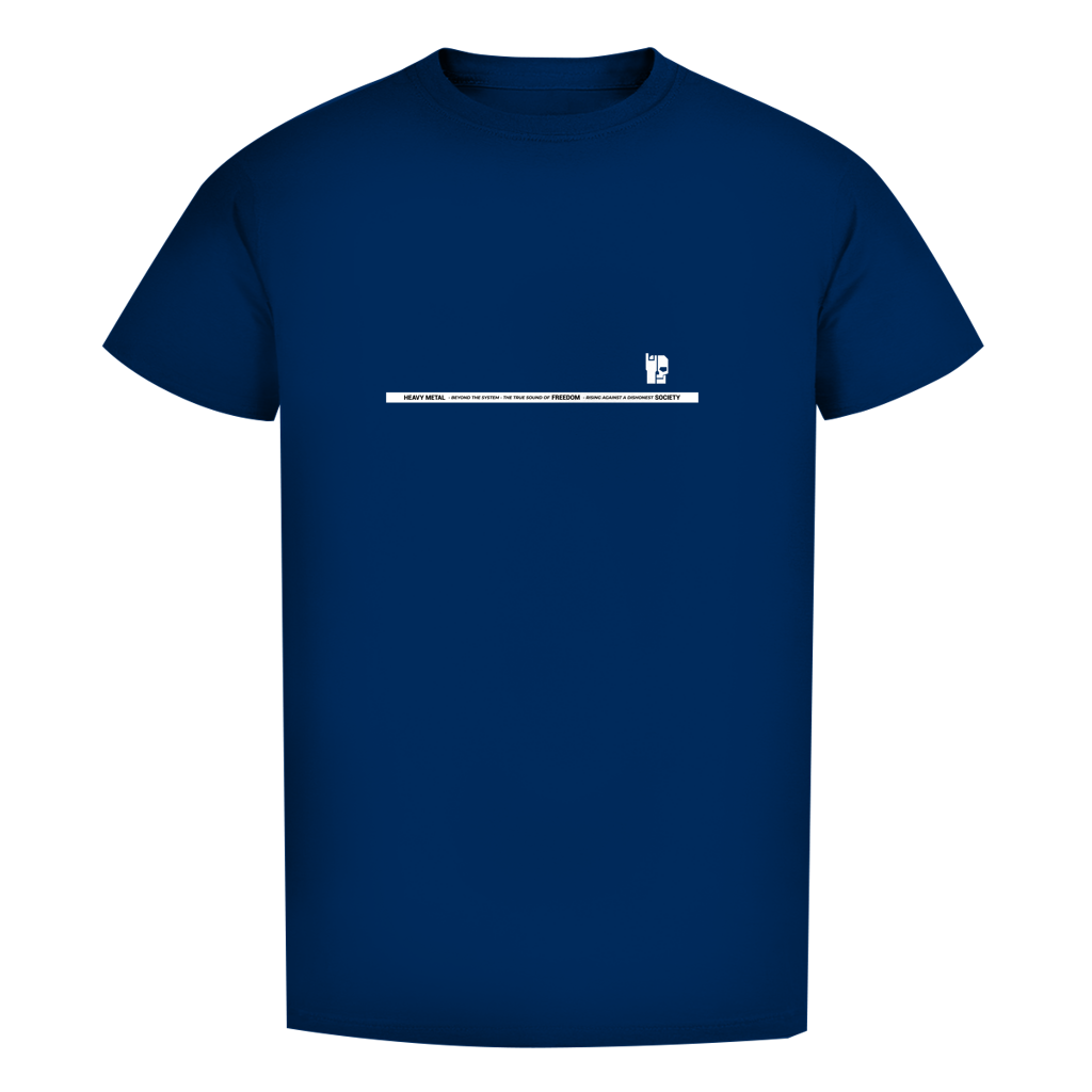 Herren T-Shirt Bio Slim, Navy mit schmalem Textaufdruck mittig